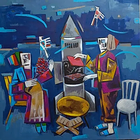 MEHMET YÜCEL tarafından 2026 yılında 50x50 cm ölçülerinde Tuval üzeri akrilik boya tekniği ile yapılmıştır.