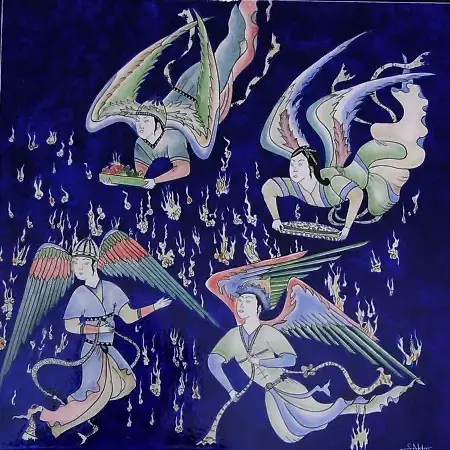 SUNA AKTAŞ tarafından 2026 yılında 40x40 cm ölçülerinde Çini, sıraltı tekniği ile yapılmıştır.