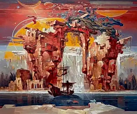 ADEM BAŞPINAR tarafından 2026 yılında 100x120 cm ölçülerinde Tuval üzeri akrilik boya tekniği ile yapılmıştır.