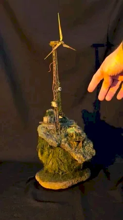 MELİH ŞENTÜRK tarafından 2026 yılında 16x20x45 cm ölçülerinde Geri dönüşüm ve hazır malzemeler . tekniği ile yapılmıştır.