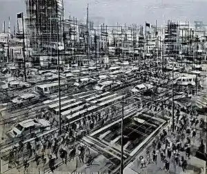 AYHAN ÇETİN tarafından 2021 yılında 100x120 cm ölçülerinde Tuval üzeri akrilik boya tekniği ile yapılmıştır.