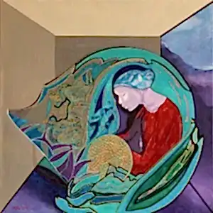 NECMETTİN ÖZLÜ tarafından 60x60 cm ölçülerinde Tuval üzeri akrilik boya tekniği ile yapılmıştır.