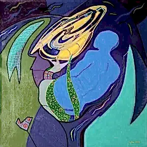 NECMETTİN ÖZLÜ tarafından 60x60 cm ölçülerinde Tuval üzeri akrilik boya tekniği ile yapılmıştır.