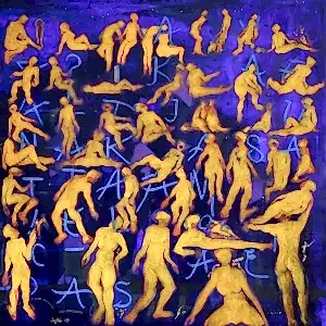 NECMETTİN ÖZLÜ tarafından 2017 yılında 70x70 cm ölçülerinde Tuvale üzeri akrilik boya boya tekniği ile yapılmıştır.