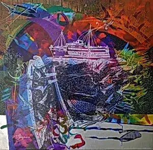 ENGİN KORKMAZ tarafından 2017 yılında 70x70 cm ölçülerinde Tuvale üzeri akrilik boya boya tekniği ile yapılmıştır.