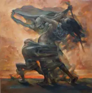 ADEM BAŞPINAR tarafından 2018 yılında 60x60 cm ölçülerinde Tuval üzeri yağlı boya tekniği ile yapılmıştır.