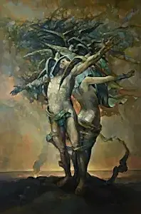 ADEM BAŞPINAR tarafından 2019 yılında 150x98 cm ölçülerinde Tuval üzeri akrilik boya tekniği ile yapılmıştır.