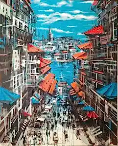 AYHAN ÇETİN tarafından 2025 yılında 150x120 cm ölçülerinde Tuval üzeri akrilik boya tekniği ile yapılmıştır.