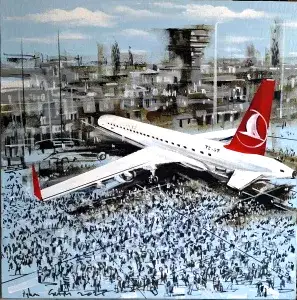 AYHAN ÇETİN tarafından 2025 yılında 60x60 cm ölçülerinde Tuval üzeri akrilik boya tekniği ile yapılmıştır.