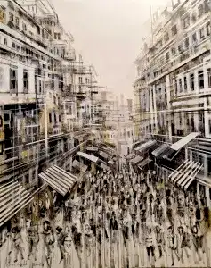 AYHAN ÇETİN tarafından 2024 yılında 150x120 cm ölçülerinde Tuval üzeri akrilik boya tekniği ile yapılmıştır.