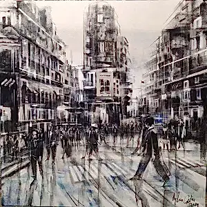 AYHAN ÇETİN tarafından 2024 yılında 100x100 cm ölçülerinde Tuval üzeri akrilik boya tekniği ile yapılmıştır.