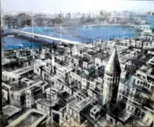 AYHAN ÇETİN tarafından 2021 yılında 100x120 cm ölçülerinde Tuval üzeri akrilik boya tekniği ile yapılmıştır.