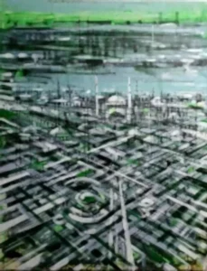 AYHAN ÇETİN tarafından 2021 yılında 90x70 cm ölçülerinde Tuval üzeri akrilik boya tekniği ile yapılmıştır.