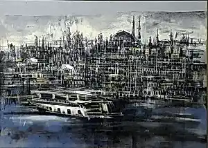 AYHAN ÇETİN tarafından 2021 yılında 50x70 cm ölçülerinde Tuval üzeri akrilik boya tekniği ile yapılmıştır.