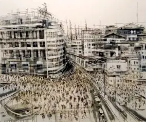 AYHAN ÇETİN tarafından 2022 yılında 100x120 cm ölçülerinde Tuval üzeri akrilik boya tekniği ile yapılmıştır.