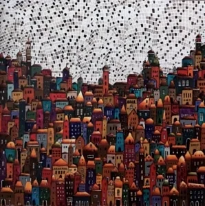 BİNNUR YÜCEBAŞ RUOCCO tarafından 2024 yılında 60x60 cm ölçülerinde Tuval üzeri yağlı boya tekniği ile yapılmıştır.