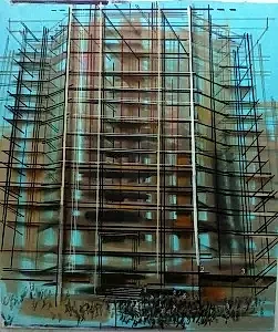 AYHAN ÇETİN tarafından 2012 yılında 110x90 cm ölçülerinde Tuval üzeri karışık teknik tekniği ile yapılmıştır.