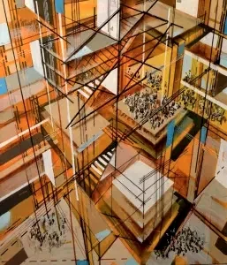 AYHAN ÇETİN tarafından 2012 yılında 120x100 cm ölçülerinde Tuval üzeri akrilik boya tekniği ile yapılmıştır.