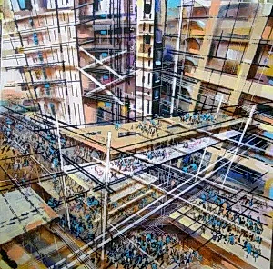 AYHAN ÇETİN tarafından 2013 yılında 100x100 cm ölçülerinde Tuval üzeri karışık teknik tekniği ile yapılmıştır.