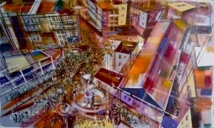 AYHAN ÇETİN tarafından 2013 yılında 110x180 cm ölçülerinde Tuval üzeri akrilik boya tekniği ile yapılmıştır.