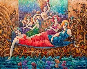 DERYA YILDIZ tarafından 2020 yılında 70x90 cm ölçülerinde Tuval üzeri yağlı boya tekniği ile yapılmıştır.