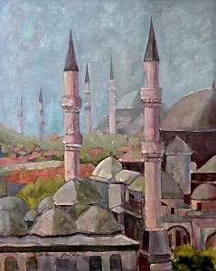 EROL EVGİN tarafından 2020 yılında 150x120 cm ölçülerinde Tuval üzeri yağlı boya tekniği ile yapılmıştır.