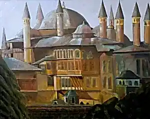 EROL EVGİN tarafından 2021 yılında 120x150 cm ölçülerinde Tuval üzeri yağlı boya tekniği ile yapılmıştır.