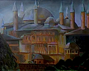 EROL EVGİN tarafından 2021 yılında 120x150 cm ölçülerinde Tuval üzeri yağlı boya tekniği ile yapılmıştır.