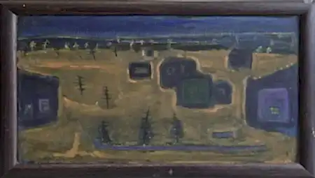 İHSAN CEMAL KARABURÇAK tarafından 34x60 cm ölçülerinde Kontraplak üzeri yağlı boya tekniği ile yapılmıştır.