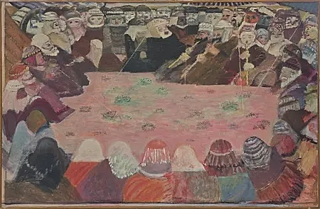 DURAN KARACA tarafından 1975 yılında 122x186 cm ölçülerinde Tuval üzeri yağlı boya tekniği ile yapılmıştır.