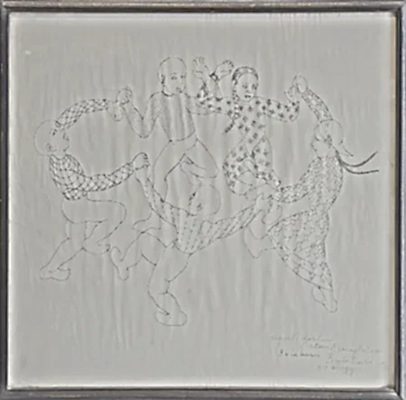 İBRAHİM BALABAN tarafından 1981 yılında 64x65 cm ölçülerinde Kağıt üzeri desen tekniği ile yapılmıştır.