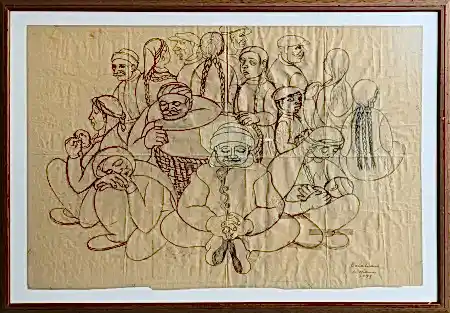İBRAHİM BALABAN tarafından 1973 yılında 62x89 cm ölçülerinde Kağıt üzeri desen tekniği ile yapılmıştır.