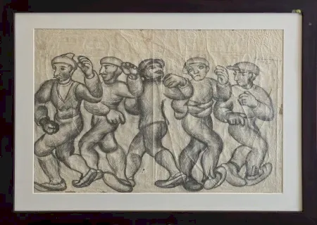 İBRAHİM BALABAN tarafından 1953 yılında 42x59 cm ölçülerinde Kağıt üzeri desen tekniği ile yapılmıştır.