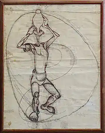 İBRAHİM BALABAN tarafından 1965 yılında 73x58 cm ölçülerinde Kağıt üzeri desen tekniği ile yapılmıştır.