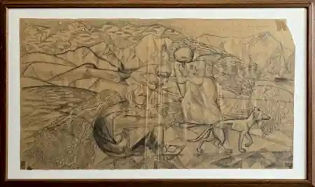 İBRAHİM BALABAN tarafından 1984 yılında 50x84 cm ölçülerinde Kağıt üzeri desen tekniği ile yapılmıştır.