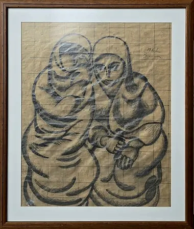 İBRAHİM BALABAN tarafından 1962 yılında 58x49 cm ölçülerinde Kağıt üzeri desen tekniği ile yapılmıştır.