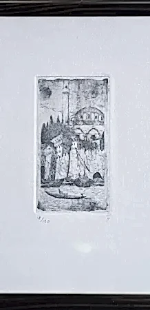 TURGUT ZAİM tarafından 15.5x7.5 cm ölçülerinde Gravür (Ed. 18/120) tekniği ile yapılmıştır.
