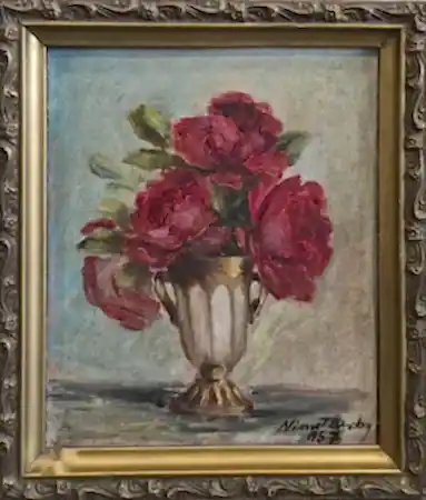 NİMET BERDAN tarafından 1957 yılında 27x23 cm ölçülerinde Kontraplak üzeri yağlı boya tekniği ile yapılmıştır.