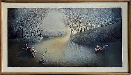 HAKKI TORUNOĞLU tarafından 40x70 cm ölçülerinde Kontraplak üzeri yağlı boya tekniği ile yapılmıştır.