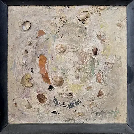 EŞREF ÜREN tarafından 43x43 cm ölçülerinde Tuval üzeri karışık materyal tekniği ile yapılmıştır.