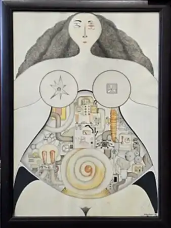 İSİM OKUNAMADI tarafından 40x30 cm ölçülerinde Kağıt üzeri karışık teknik tekniği ile yapılmıştır.