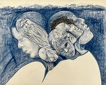 NECMETTİN ÖZLÜ tarafından 2025 yılında 24x30 cm ölçülerinde Kağıt üzeri kuru boya, tuvale marufle tekniği ile yapılmıştır.