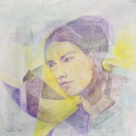 NECMETTİN ÖZLÜ tarafından 2025 yılında 40x40 cm ölçülerinde Tuvale kuru boya tekniği ile yapılmıştır.