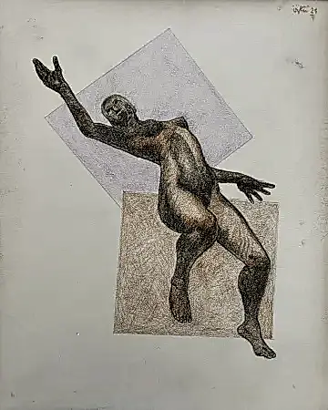 NECMETTİN ÖZLÜ tarafından 2025 yılında 30x24 cm ölçülerinde Kağıt üzeri kuru kalem tekniği ile yapılmıştır.