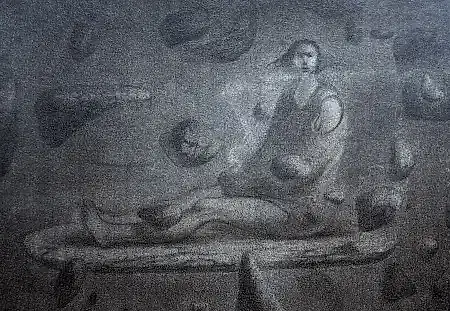 SERTAP YEĞİN tarafından 2025 yılında 29x42 cm ölçülerinde Kağıt üzeri füzen tekniği ile yapılmıştır.