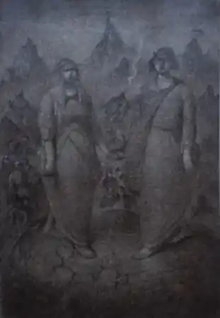 SERTAP YEĞİN tarafından 2025 yılında 42x29 cm ölçülerinde Kağıt üzeri füzen tekniği ile yapılmıştır.