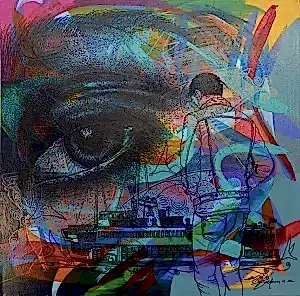 ENGİN KORKMAZ tarafından 2020 yılında 40x40 cm ölçülerinde Tuval üzeri akrilik boya tekniği ile yapılmıştır.