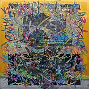 ENGİN KORKMAZ tarafından 2023 yılında 90x90 cm ölçülerinde Tuval üzeri akrilik boya tekniği ile yapılmıştır.