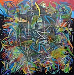 ENGİN KORKMAZ tarafından 2023 yılında 90x90 cm ölçülerinde Tuval üzeri akrilik boya tekniği ile yapılmıştır.