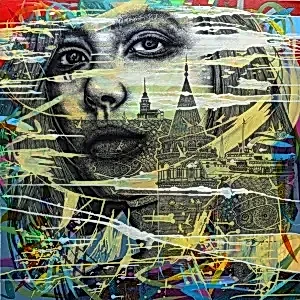 ENGİN KORKMAZ tarafından 2023 yılında 90x90 cm ölçülerinde Tuval üzeri akrilik boya tekniği ile yapılmıştır.